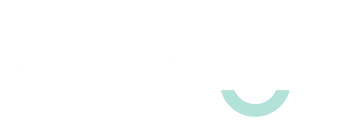 Image of the white Emplify Health logo.